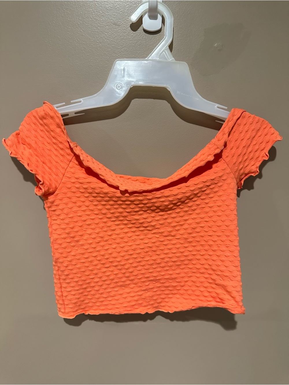bp Orange Off-Shoulder Textured Crop Top